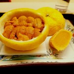 道人 - 雲丹飯蒸　揚げた唐墨。