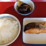 富山上袋食堂 - 鮭塩焼き＆茄子揚げびたし＆ご飯小