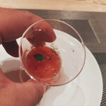 銀座 大石 - 小玉スイカ（ルナピエナ）、ライムのグラニテ