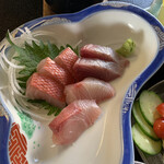 料亭 花月 - キンメ、かつお、はまちの刺身盛り