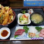 Saki - 穴子天丼とお刺身定食2020.12.11