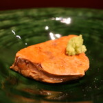 鮨 しみづ - 宮崎産の鮟肝アップ