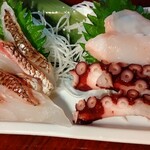 魚民 - 刺身おまかせ盛り(真鯛、タコ)