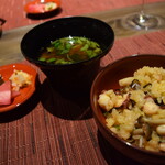 あわじ浜離宮 別荘 鐸海 - 2012_あわじ浜離宮 別荘 鐸海_御食事：寒蛸とちりめんの炊き込みご飯風パエリア_これが本日の中で最高に美味しかったです。