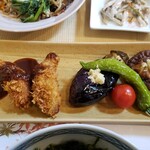 ペンションみなもと - 青唐味噌のフライ＆茄子・万願寺唐辛子・椎茸のソテー（二日目の夕食）