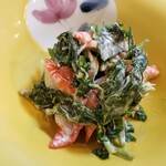 ペンションみなもと - 明日葉とカニカマの和え物（三日目の朝食）