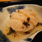 じき 宮ざわ - 帆立の酒煮　白このこ、白ずいき　塩酢掛け