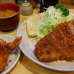 丸一 - 極上ロース定食With海老フライ