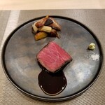 銀座 大石 - 岐阜飛騨牛”飛び牛”ランプ肉の炭火焼ステーキ