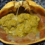 炭平 - 夕食（間人活ガニづくし）：活蟹料理 蟹味噌（生）