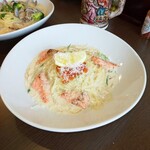 生パスタのお店 クオッカ - ちょっと多くかけてもうた、しょっぱい(｡ŏ﹏ŏ)