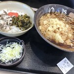 Yude Tarou Kitamoto Fukai Ten - 焼き鯖ごはん＆そば（380円）