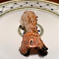 蒼 - 長井と蒲郡 赤座海老の食べ比べ ビスクと共に　こちらは愛知県蒲郡の赤座海老　身がプリっとして甘味が強く出ています　火入れが絶妙で旨味成分が逃げていないのが焼く技術の賜物です♪