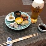 創作日本料理 菊地 - 先付と生ビール