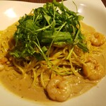 Torattoria Dou Tasuku - 小海老とルッコラ、岩海苔のピリ辛クリームソース