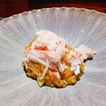 蒼 - 越前蟹のリゾット。甲殻類の出汁で炊きこまれたリゾットはシェフの独壇場です。リゾットで有名な某店や某店を陵ぐ素晴らしい味わい。魂が口から飛び出そうに美味しかった。