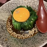 串天　山本家 - ニラと卵黄のおひたし