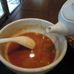 煮干しらーめん青樹 - 担々つけめん(最後のスープ割)