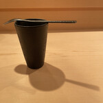 登喜和鮨 -  佐渡産真鱈白子自家製ポン酢 シャリ球投入、シャリは新発田産原種コシヒカリ