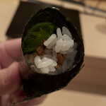 登喜和鮨 - 新発田産山葵菜と新発田産自潜り豆