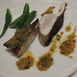 カンテサンス - 三重県産スズキのロースト、ベネディクティンのソース、島オクラを添えて4