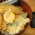 おばた - 活穴子天麩羅一尾と小柱と海老のかきあげ丼