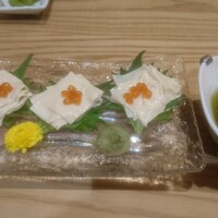 うなぎ家 しば福や - 湯葉刺し、胆のアヒージョ