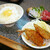千代 - なかおち + あじフライ ハーフ＆ハーフ定食 ¥850