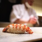 鮨 さいとう - シャリの味がエビを引き立てて、香り立つようなおいしさ。
