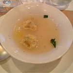 トラットリア・アルベロ - 地蛤と自家農園のネギを詰めたトルテリーニ  ハタのスープ