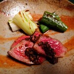 あさば - 牛炭火焼き 実山椒醤油  あ～～美味しい