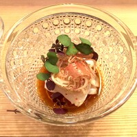 すし処 みや古分店 - 千葉竹岡 天然河豚の焼霜 白子 鮟肝 茗荷