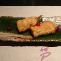花邑 - 先付はふぐの白子の湯葉巻き