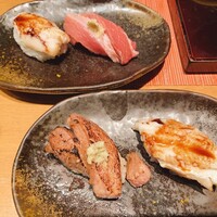 築地青空三代目  銀座三越 - ランチ5000円の。大トロ、炙りか生選べます。穴子。