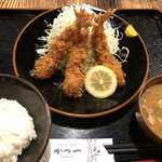 とんかつ専門 かつ一 - 車海老フライ定食3本　2,250円