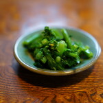 なでら - 注文の際提供される菜の花の芥子和え（今回は）