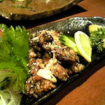 雅弥 - 地鶏のセセリの炙り ミョウガが素晴らしきアクセント。