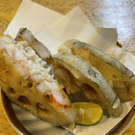 旬ものと日本酒 とみ笑 - れんこんのはさみ揚げ