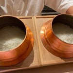 銀座 結絆 - （左）愛国　（右）つや姫