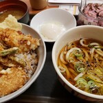 tendontenya - 華味鳥天丼と小うどんのセット 1000円