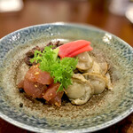 大衆中遊華食堂 八戒 - マグロ、鯨、帆立の山椒オイル漬け