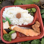 Onigiriyasan - 山の上で頂いた弁当。ゴハンもおかずも空気も美味い