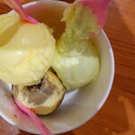 サーティワンアイスクリーム - レモン、メロン、ほうじ茶味のトリプル