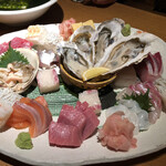 魚金 2号店 - お刺身6点盛り。本マグロにグレードアップ