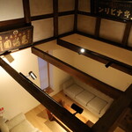 詰所三国 - 蔵の棟の２Fから１Fをみたところ