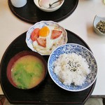 あさくさ食堂 - 朝食セット+ハムエッグ