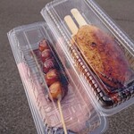 Hashima Dango Tanukino Omise - 五平餅(200円×2)とだんご(90円)