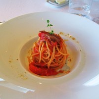 アンティカ オステリア デル ポンテ - 完熟トマトのスパゲッティーニ＆ボッタルガ