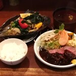 味乃にしき - 2020/12/07 日替りランチ―ローストビーフ、平貝のバター焼 ➡ トロけるローストビーフ、平良もクセがなくコリッコリで美味しかったです！