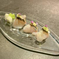 十皿 - 太刀魚の炭炙り　手まり寿司風